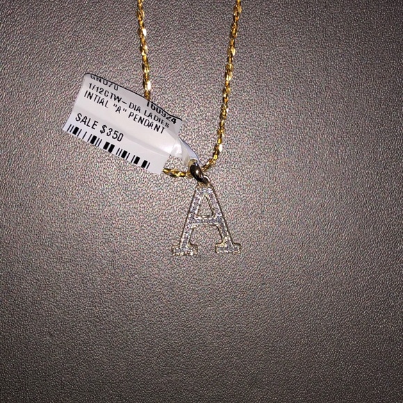 10k solid gold real Diamond initial letter pendant charm not plated not fake WOW - Picture 3 of 4